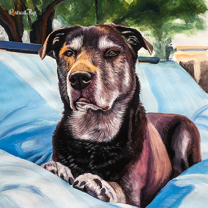 Watercolor portrait of a dog